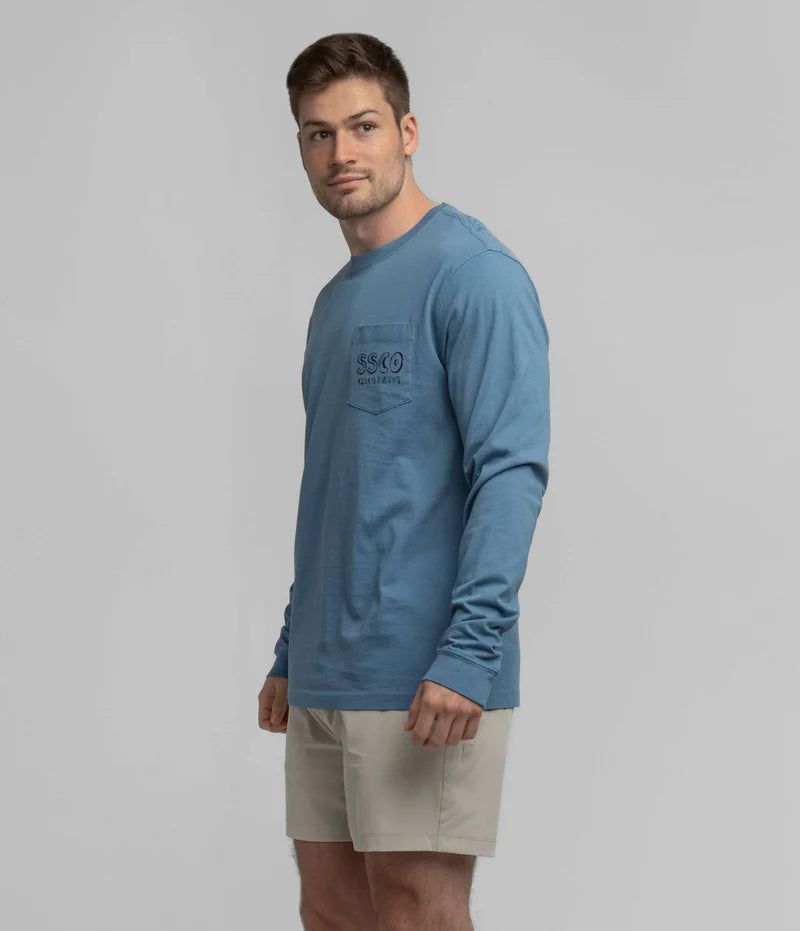 SSCO Men’s Party Animal L/S Pocket T-Shirt - Nautical Blue