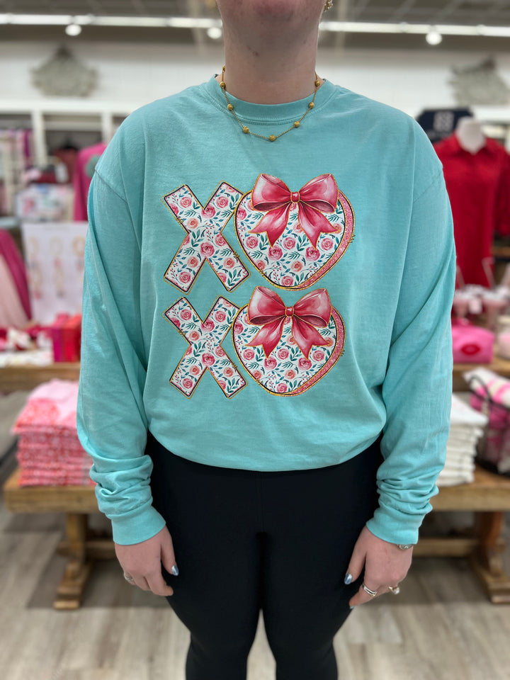 FLORAL XOXO BOW L/S Tee