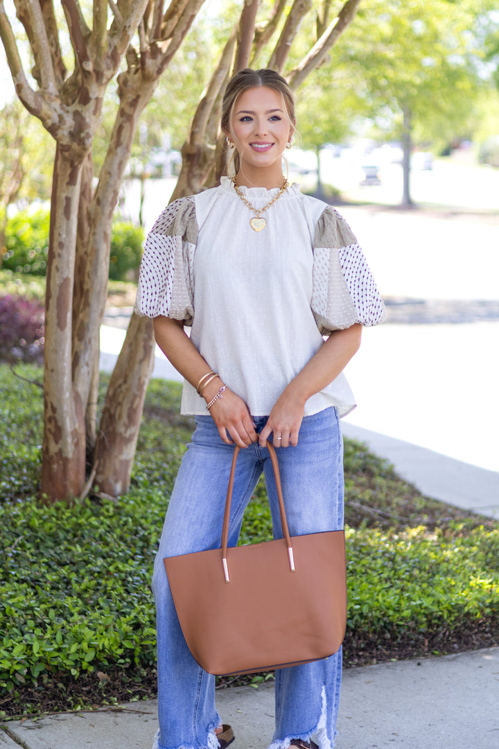 Gibson Textured Puff Sleeve Top