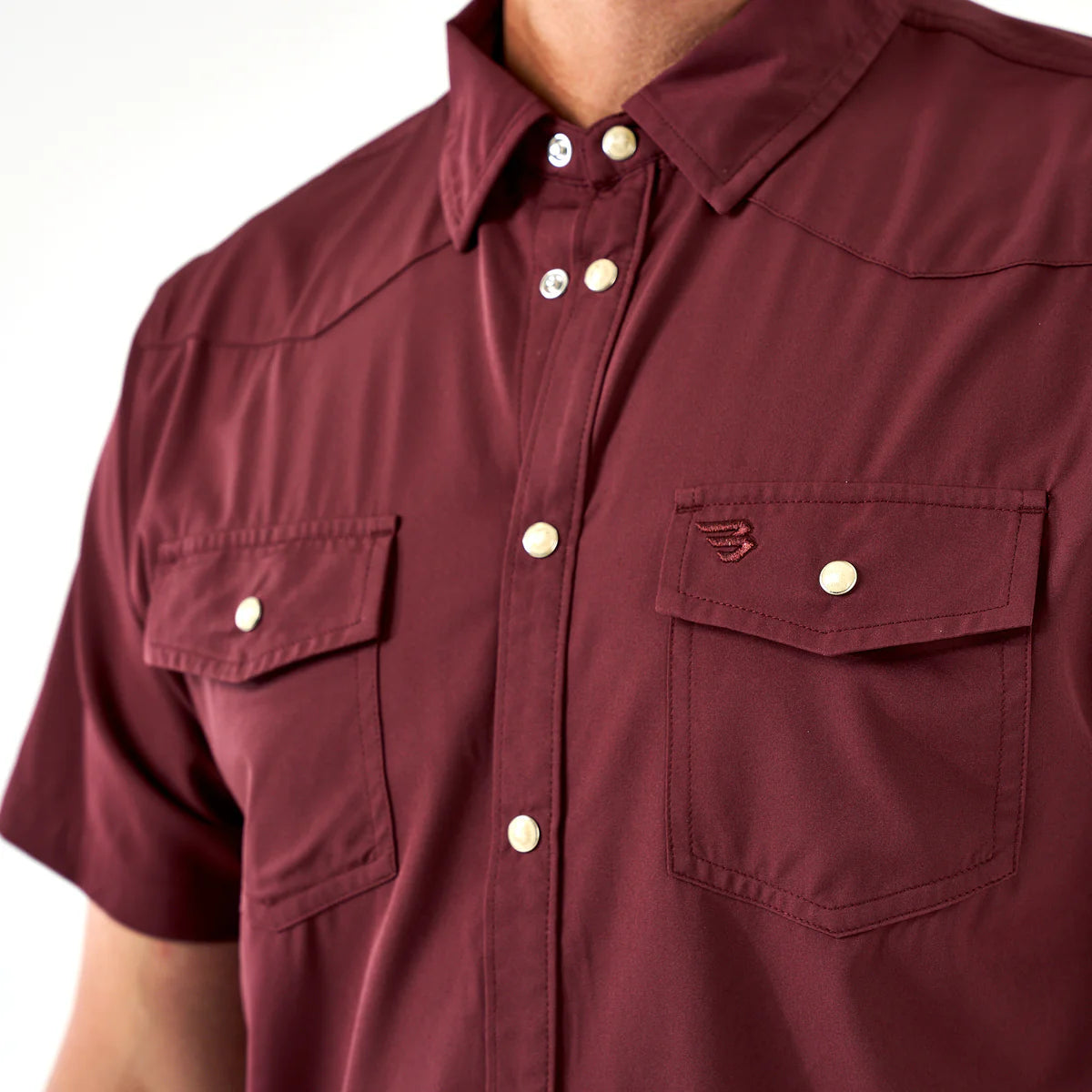 Burlebo Men’s Performance S/S Western Button Up - Maroon