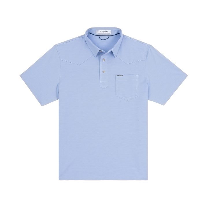 Poncho Men’s “The Haulover Inlet” Regular Performance Polo - True Blue & White Stripe