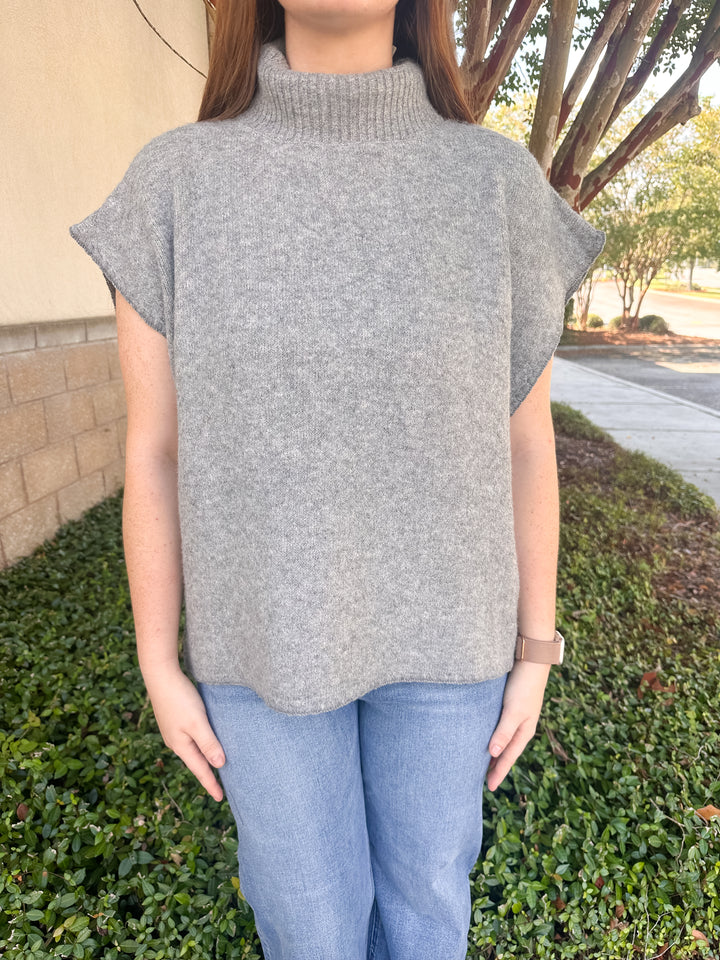 Kate Turtleneck Poncho - Heather Grey