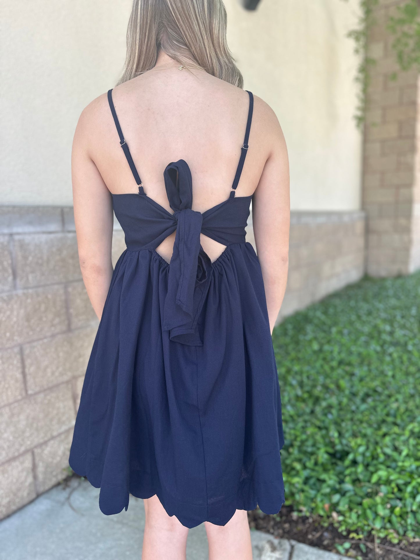 Scalloped Solid Mini Dress
