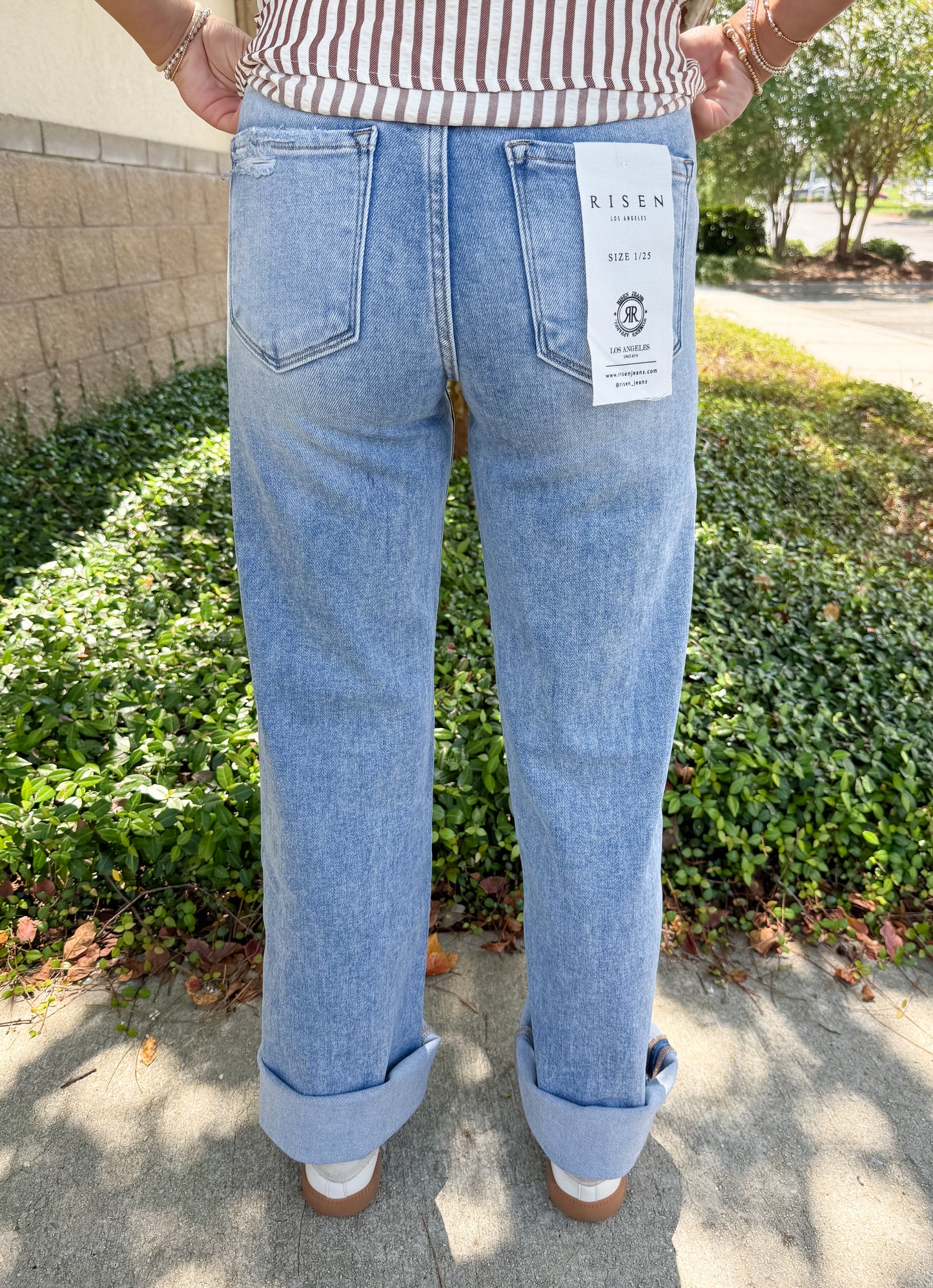 Risen Lauren Cropped Wide Leg Step Hem Jean - Medium