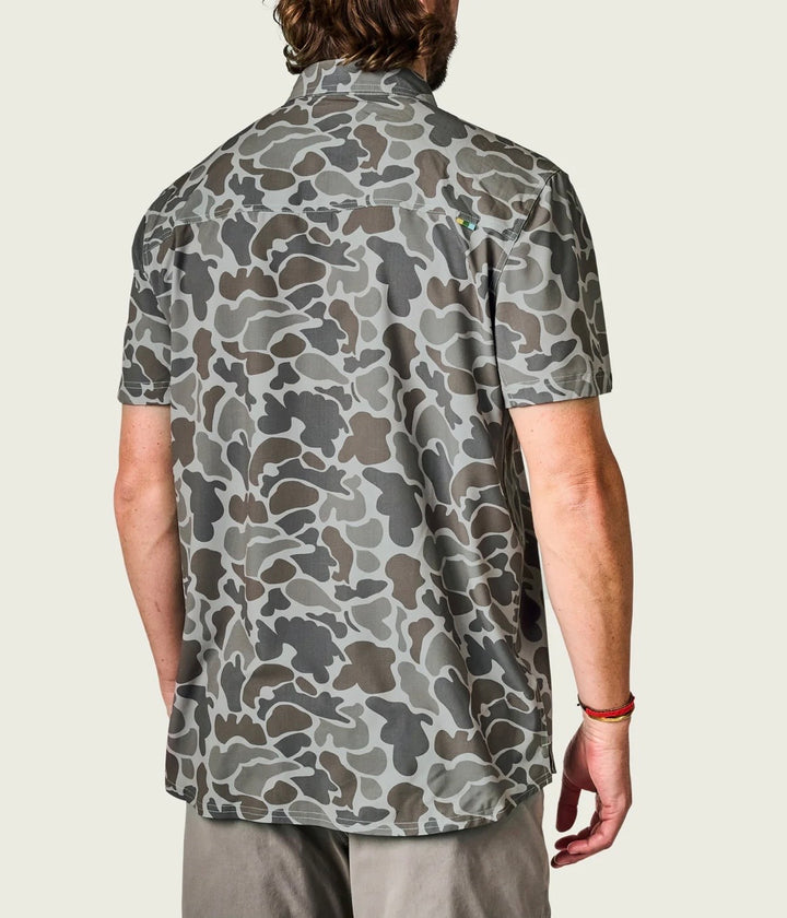 Marsh Wear Men’s Lenwood Hagood Tech S/S Button Down - Dark Green Mallard Camo