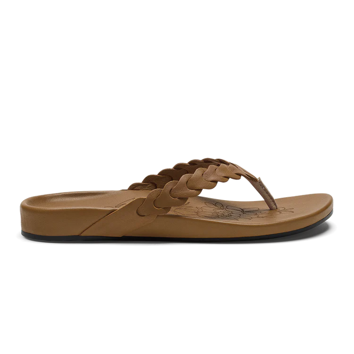 OluKai Women’s Lei Leather Sandal - Tan|Tan
