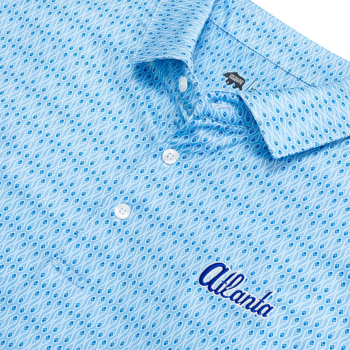 Onward Reserve Atlanta Braves Retro Feather Printed Performance Polo - Sky Blue