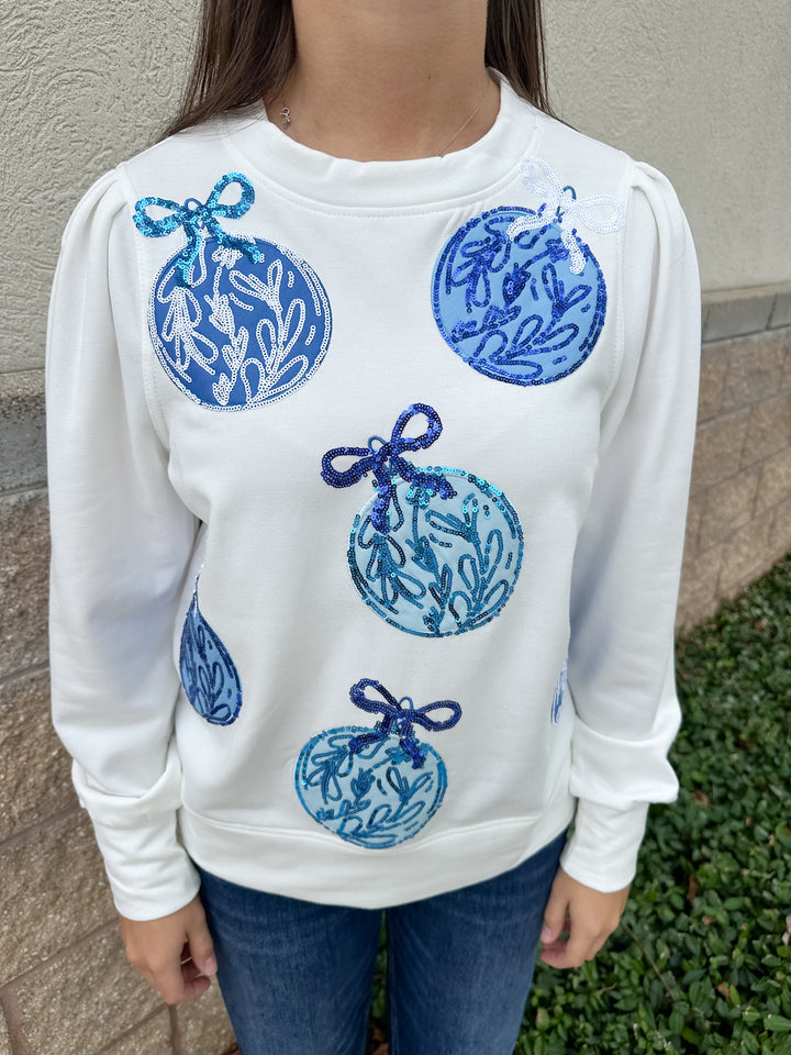 MS Kelly Sweatshirt - Blue Ornaments