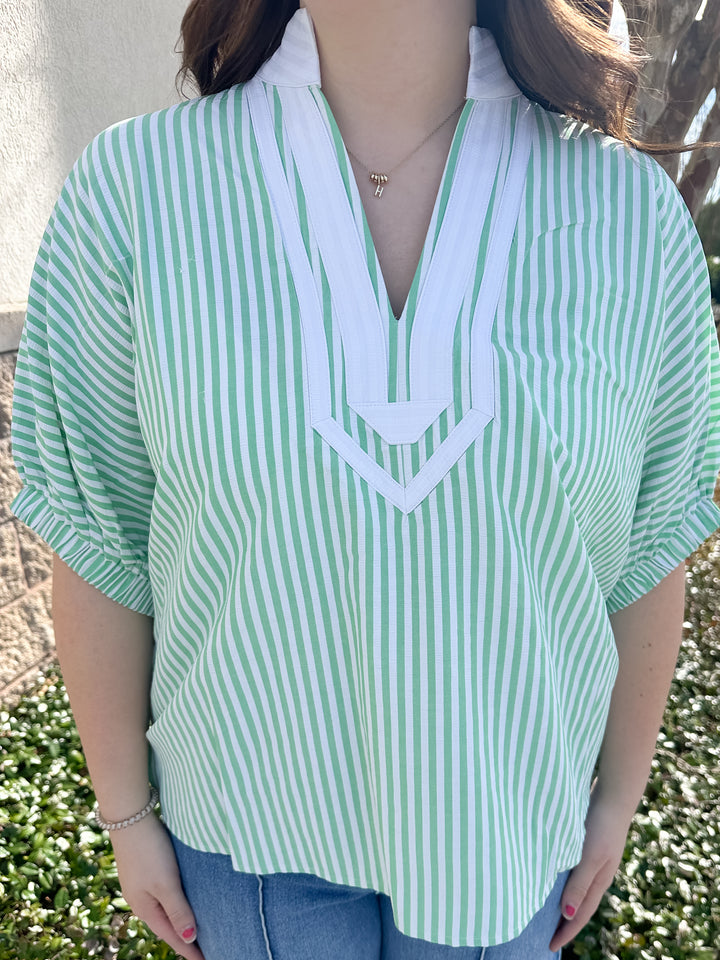 Lottie Stripe Top - Green