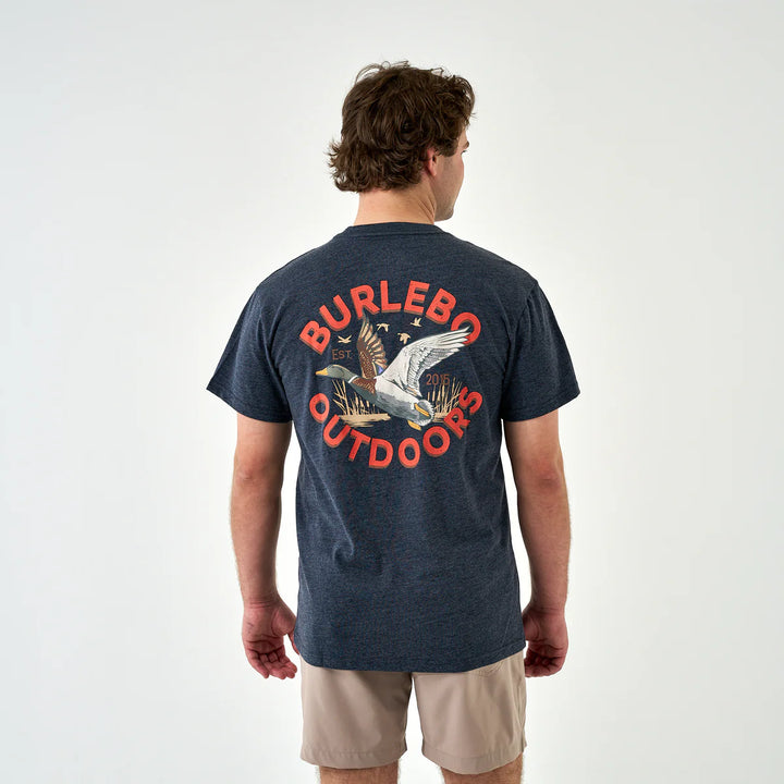Burlebo Men’s Old School Duck Hunt Pocket T-Shirt - Heather Navy