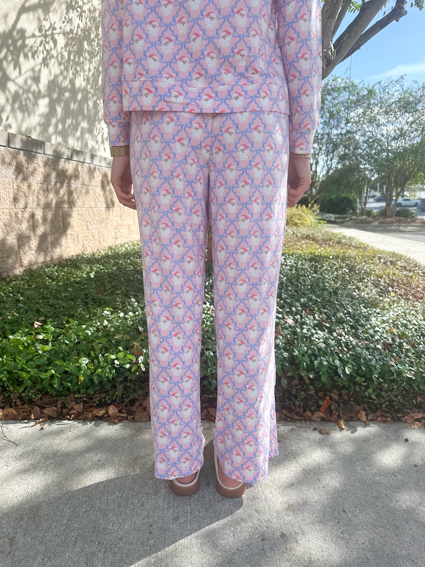 MS Annie PJ Pant Set - Santa Baby Bows