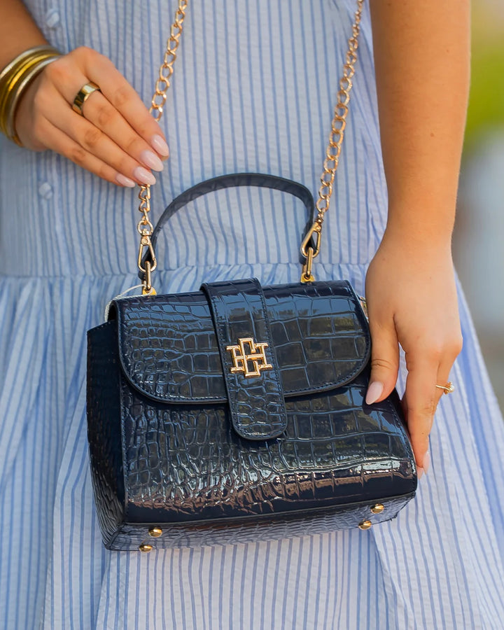 Tucker Handbag- Navy Patent EC