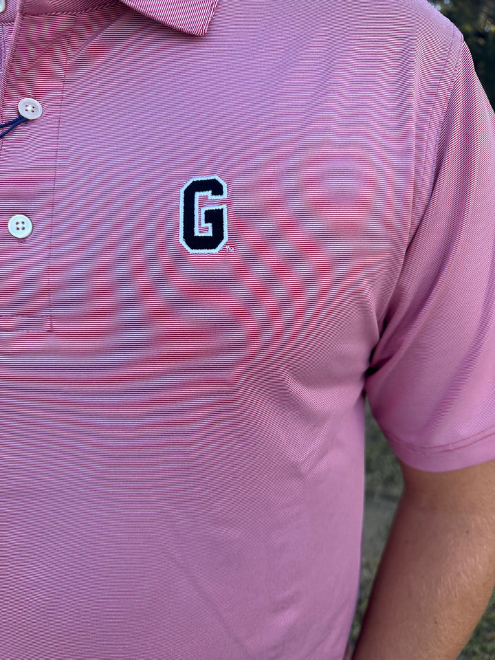 Onward Reserve UGA Hairline Stripe Vintage G Performance Polo - Red