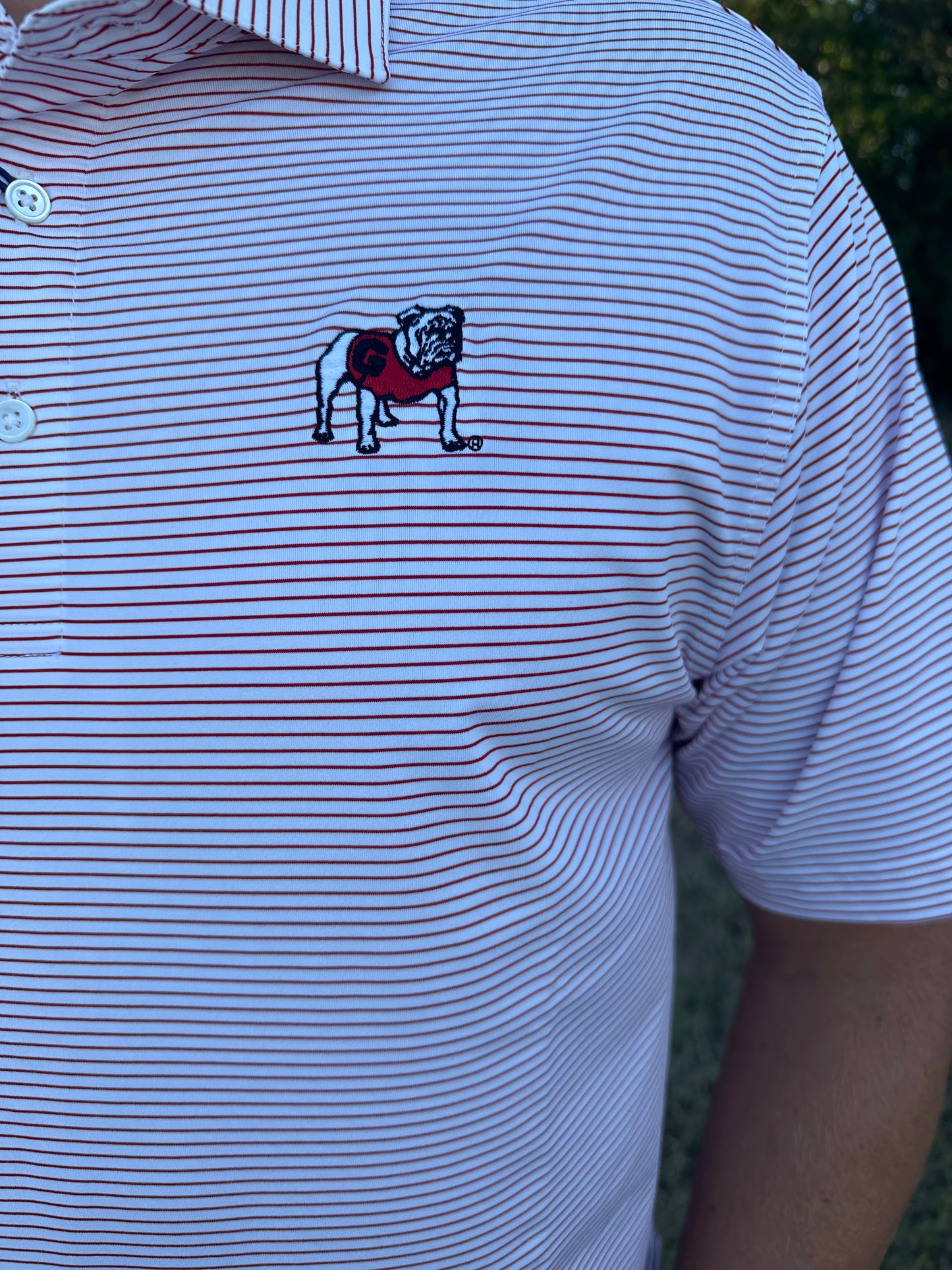 Onward Reserve UGA Birdie Stripe Standing Bulldog Polo