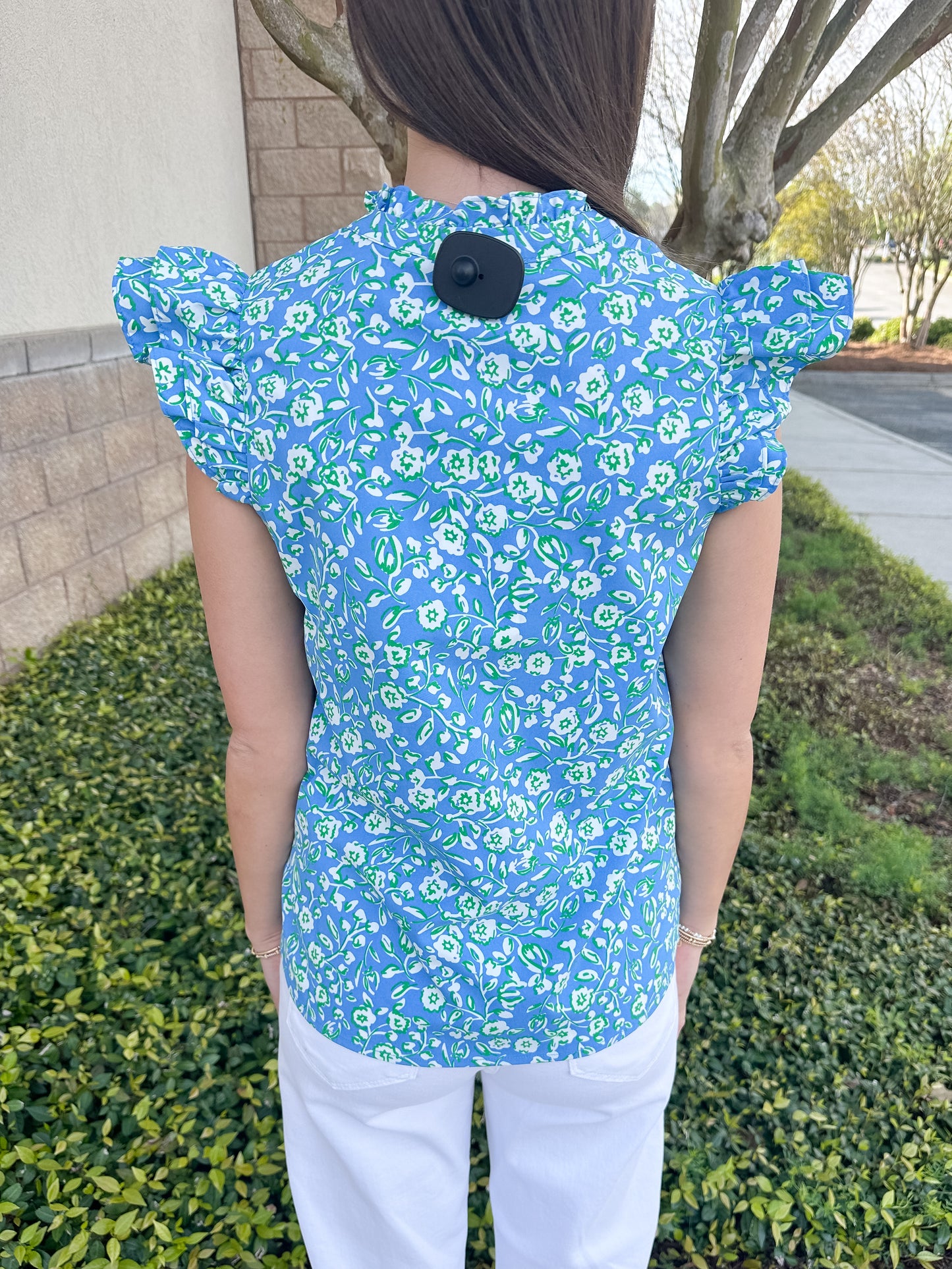 Leigh Top - Meadow Line Blue