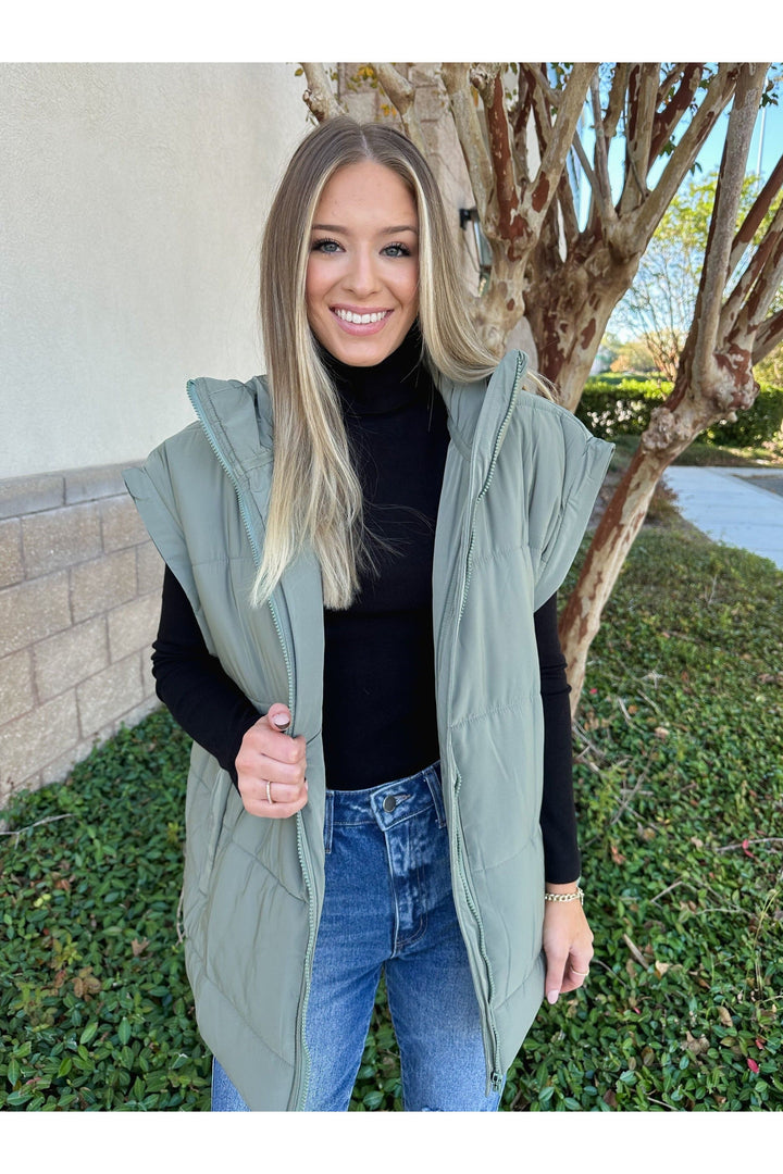 Army Puffer Vest: Green