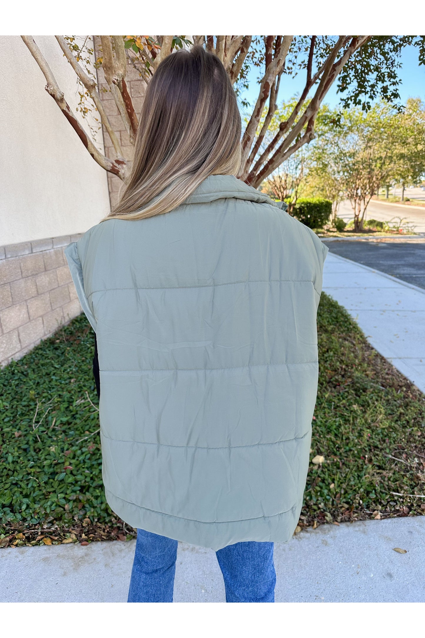 Army Puffer Vest: Green