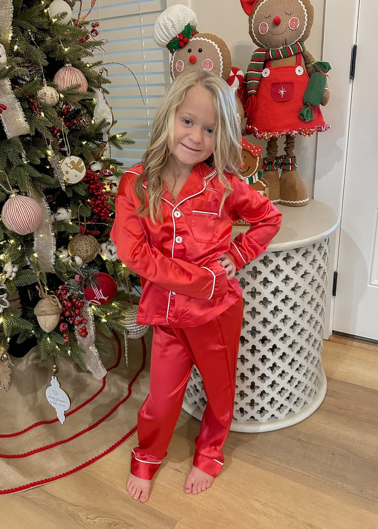 J. Marie Youth Satin Pajama Set - Red