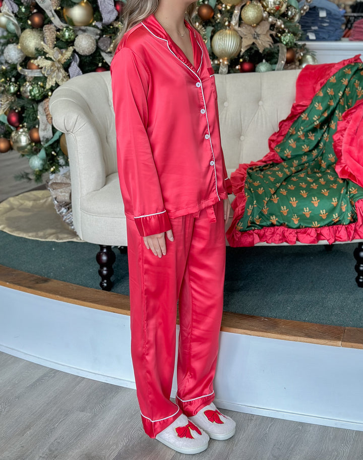 J. Marie Satin Pajama Set - Red