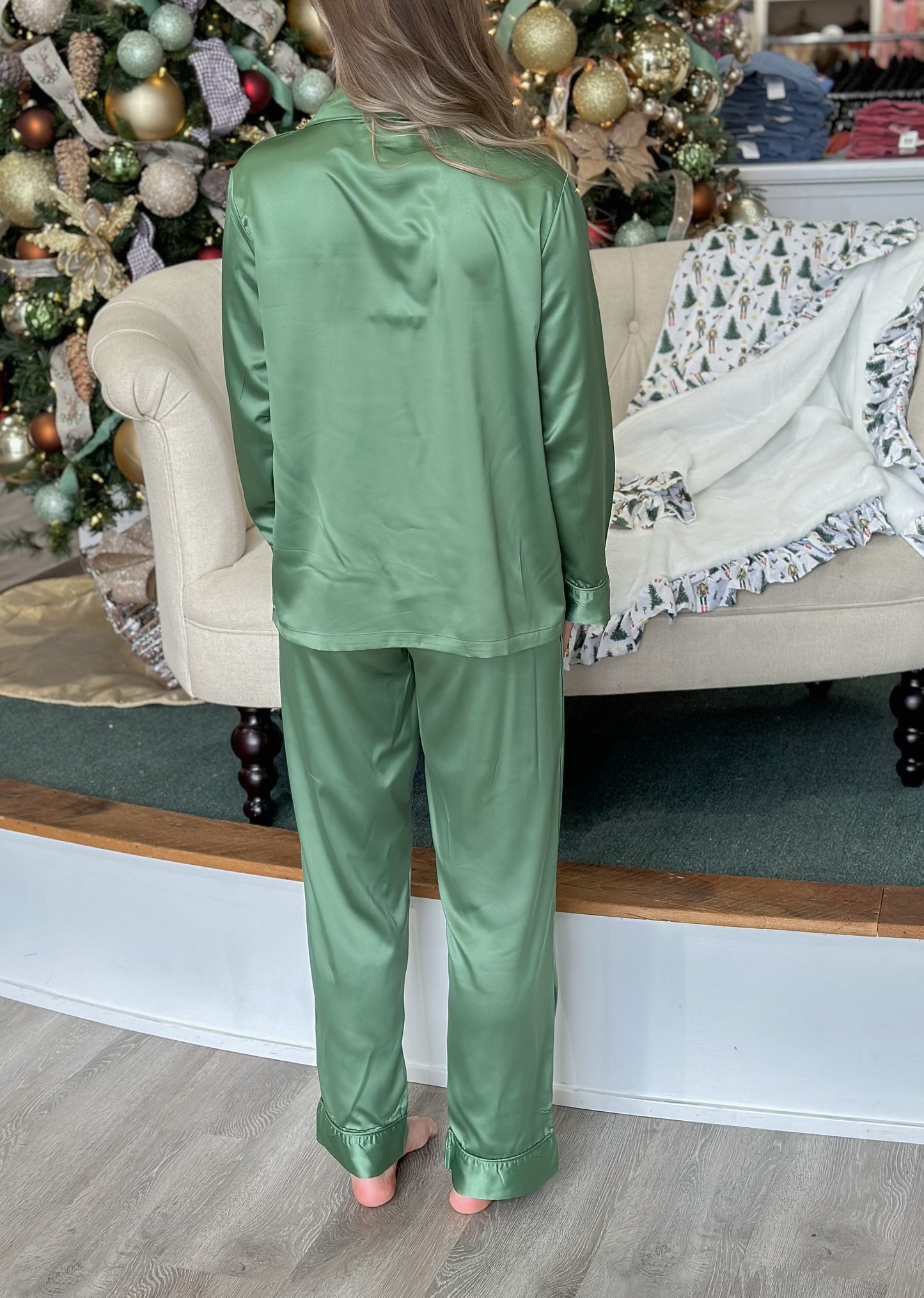 J. Marie Satin Pajama Set - Green