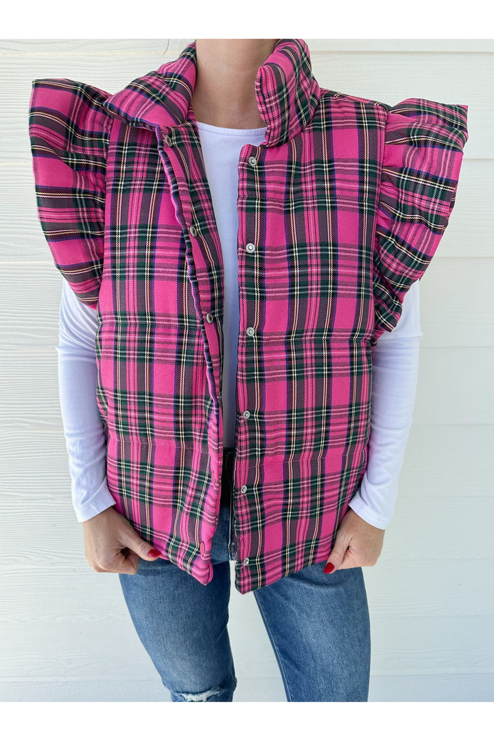 Perfectly Plaid Vest: Pink
