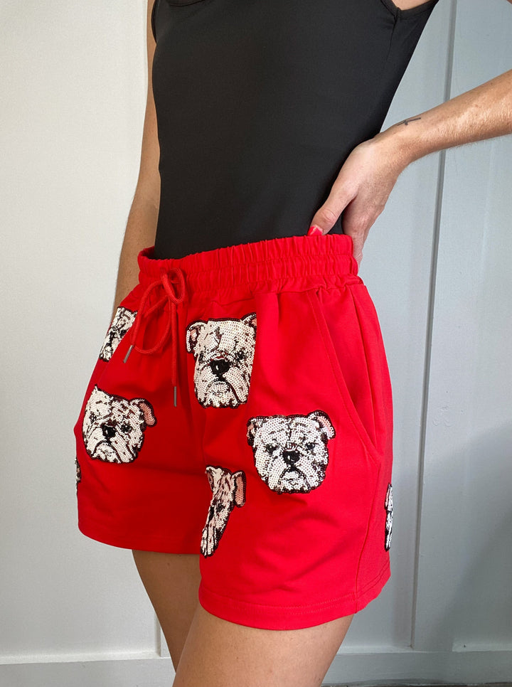 Sequin Bulldog Sweat Shorts