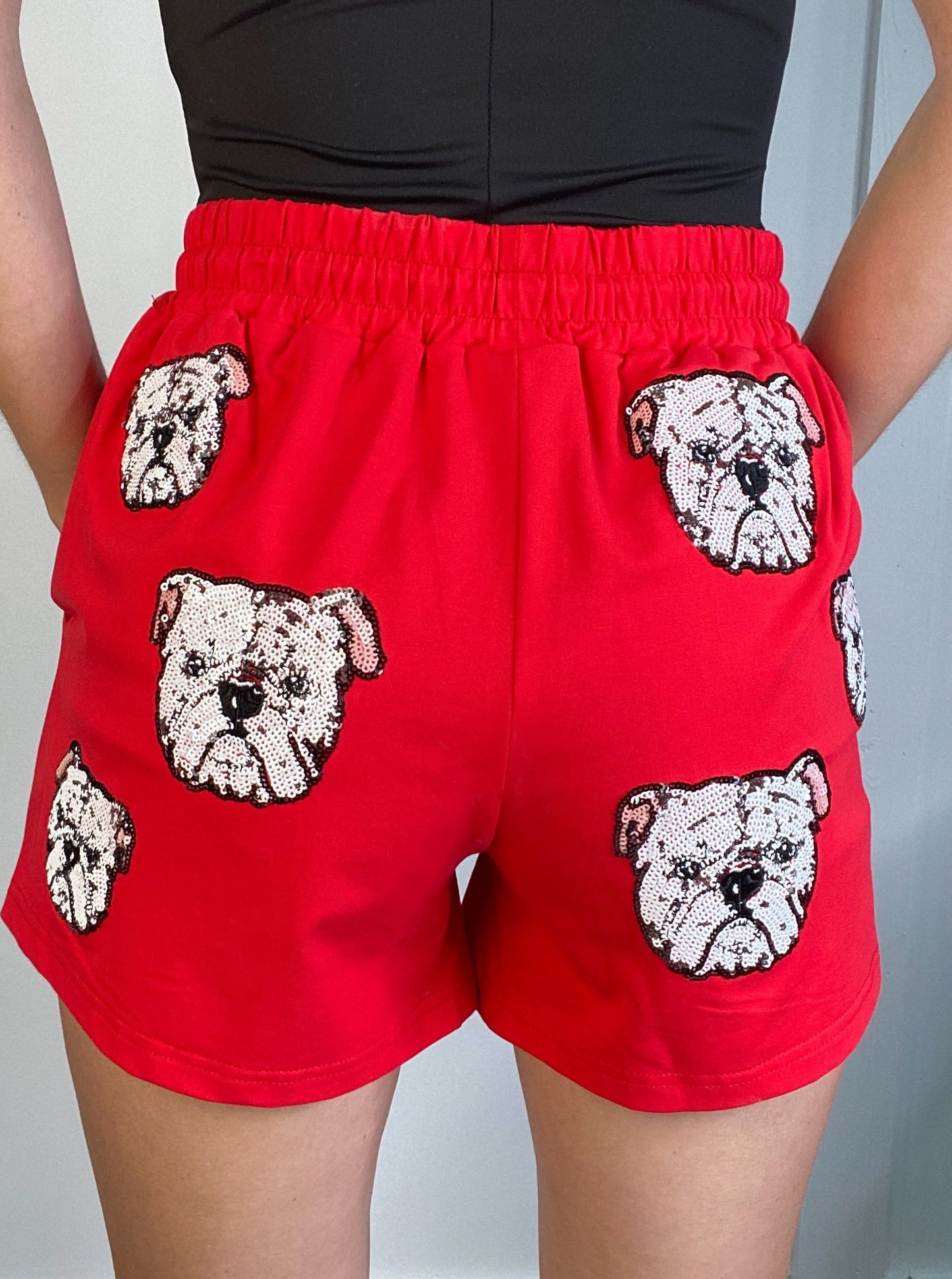 Sequin Bulldog Sweat Shorts