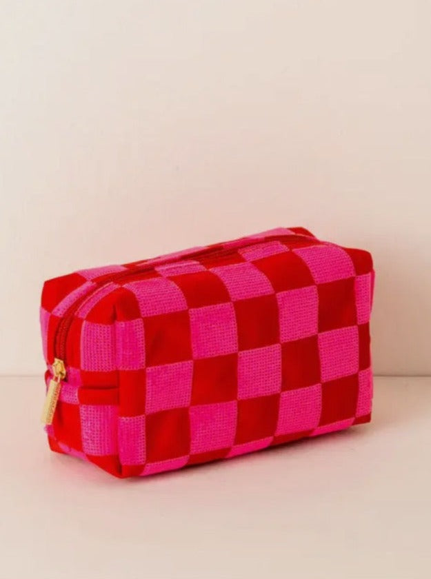 Cara Check Pattern Cosmetic Pouch