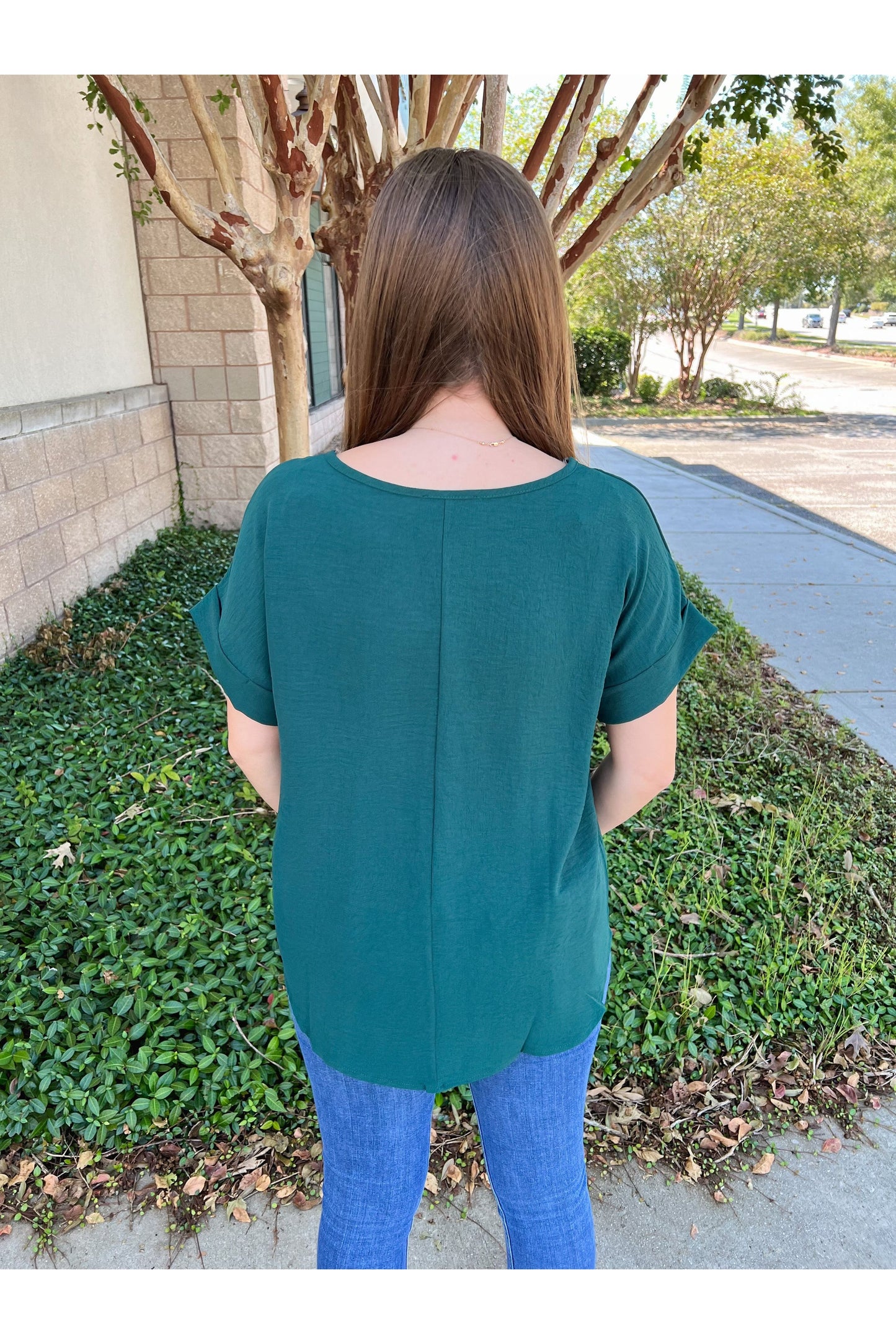 Best Basic Round Neck Blouse: Hunter Green