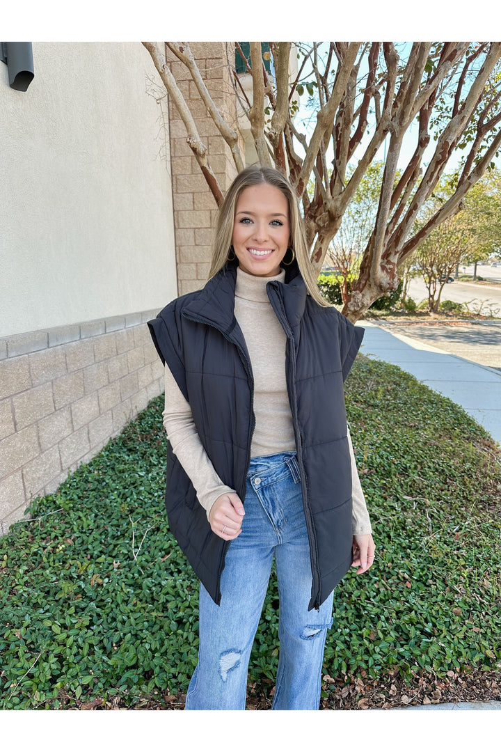 Army Puffer Vest: Black