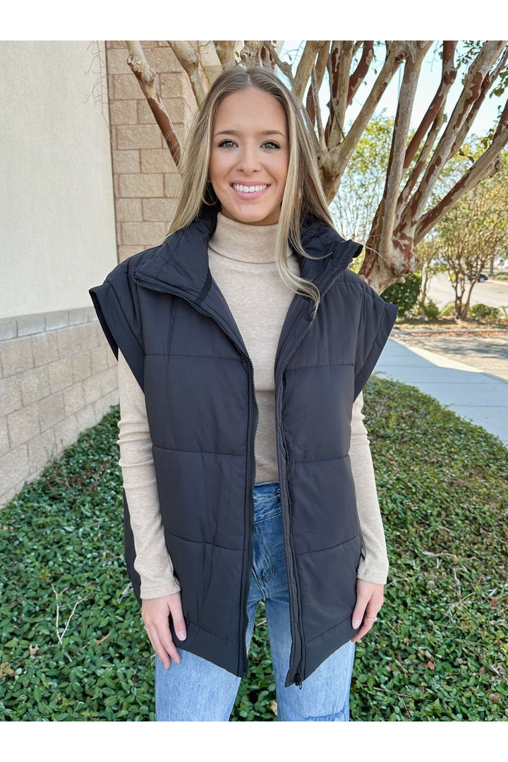 Army Puffer Vest: Black