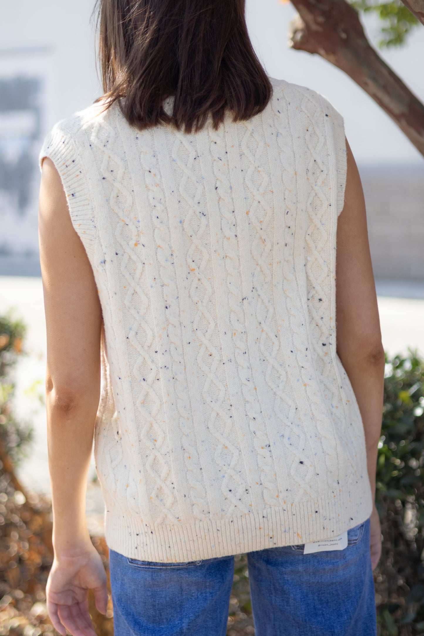 Cable Sweater Vest Off-White