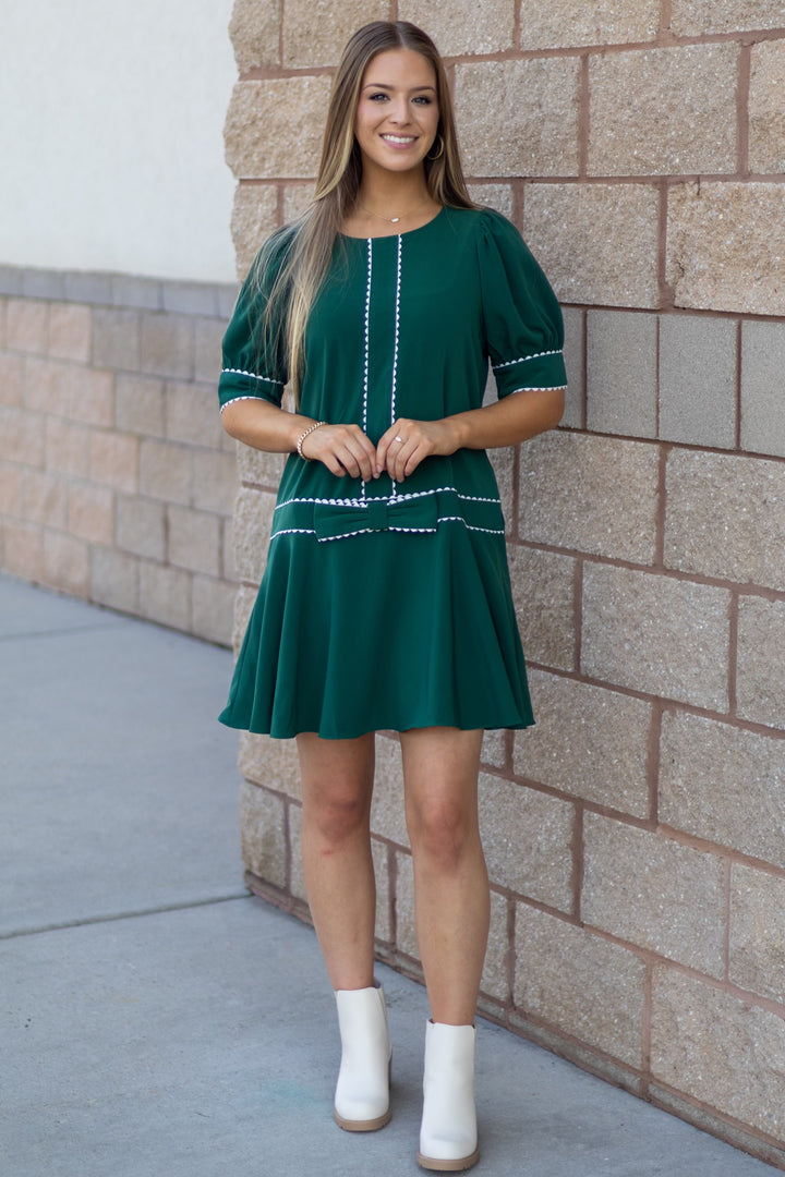 Sonja Bow Detail Dress - Green