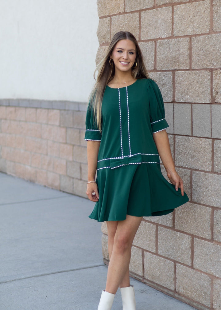 Sonja Bow Detail Dress - Green