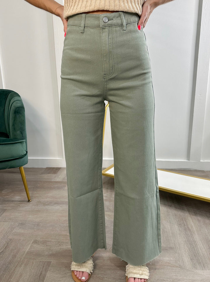 Annie Wide Leg Jeans- Olive
