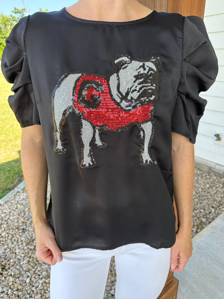 Sequin Puff Sleeve Shirt, Georgia