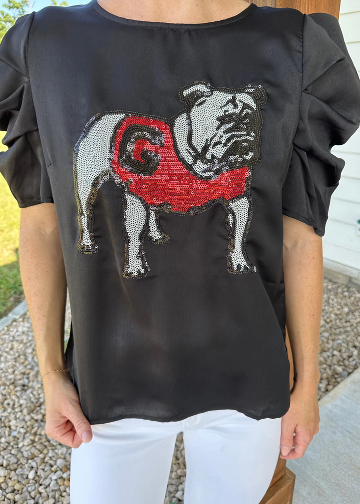 Sequin Puff Sleeve Shirt, Georgia