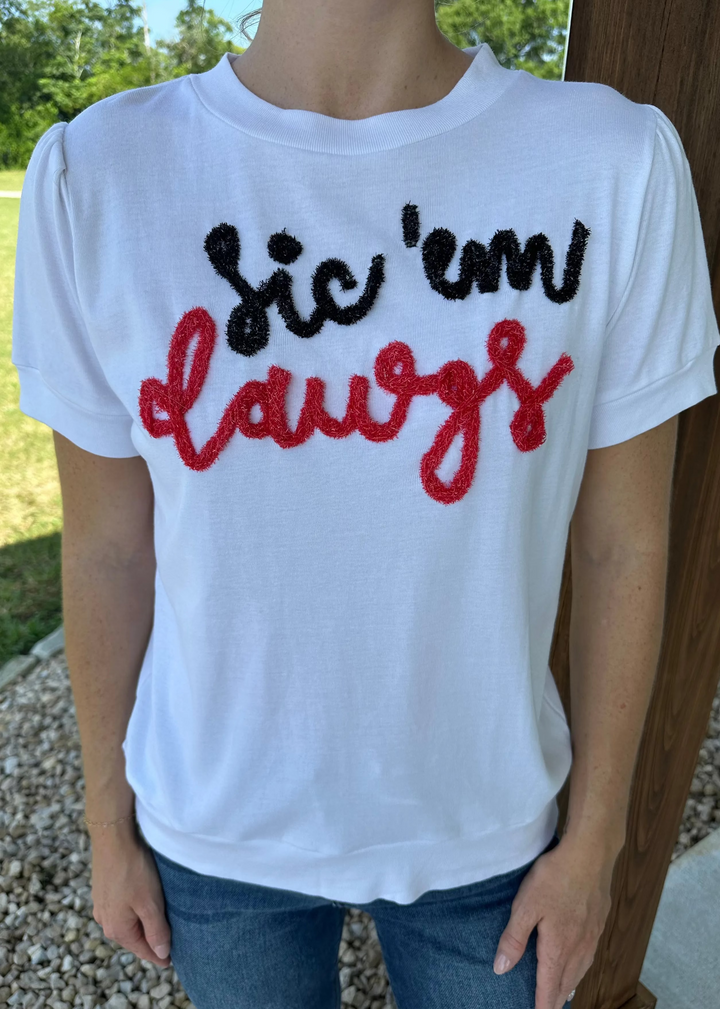 The Glitter Script Short Sleeve, Sic Em Dawgs