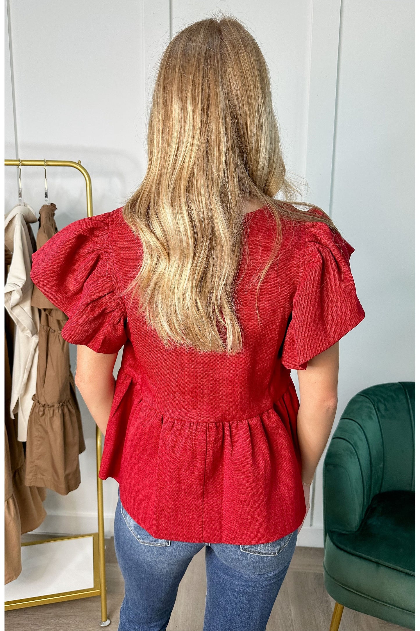 All The Flare Top: Burgundy
