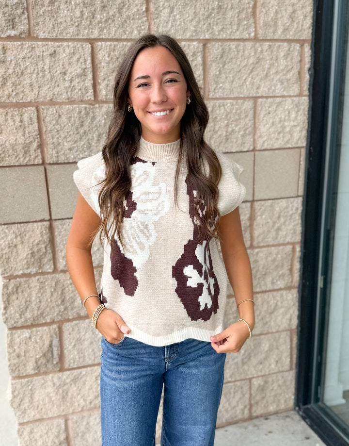 Oatmeal Floral Sweater