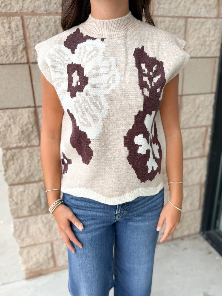 Oatmeal Floral Sweater