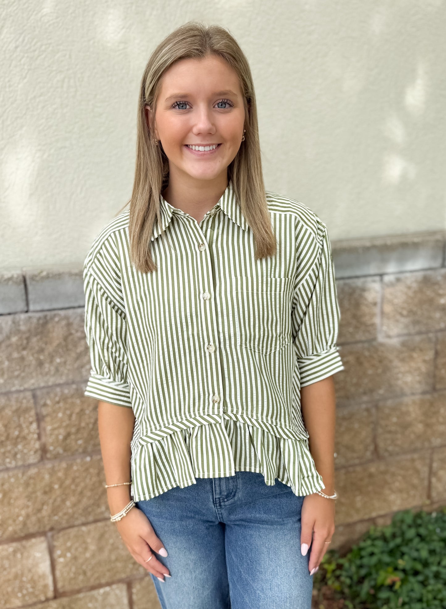 Striped Ruffle Top