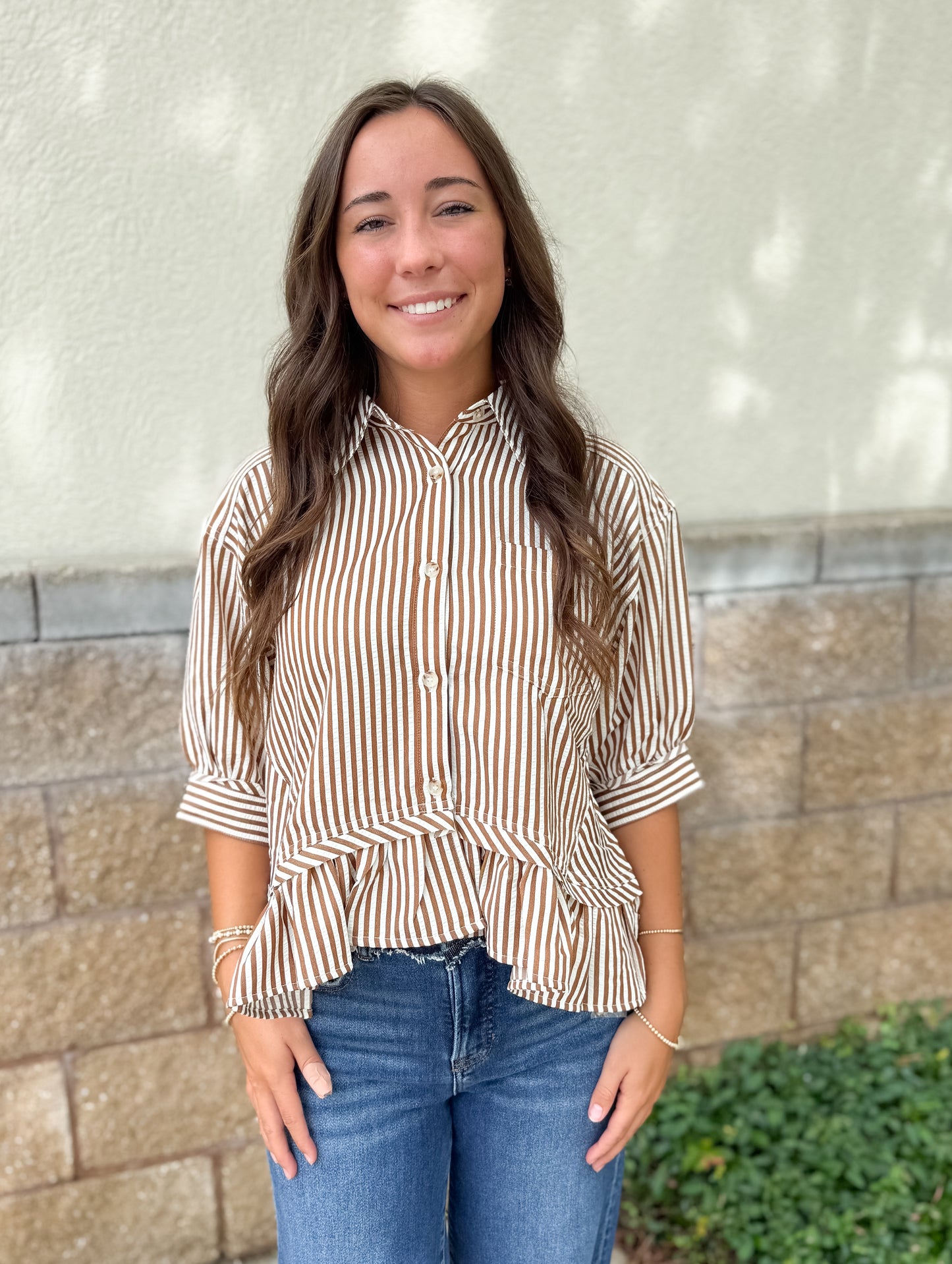 Striped Ruffle Top