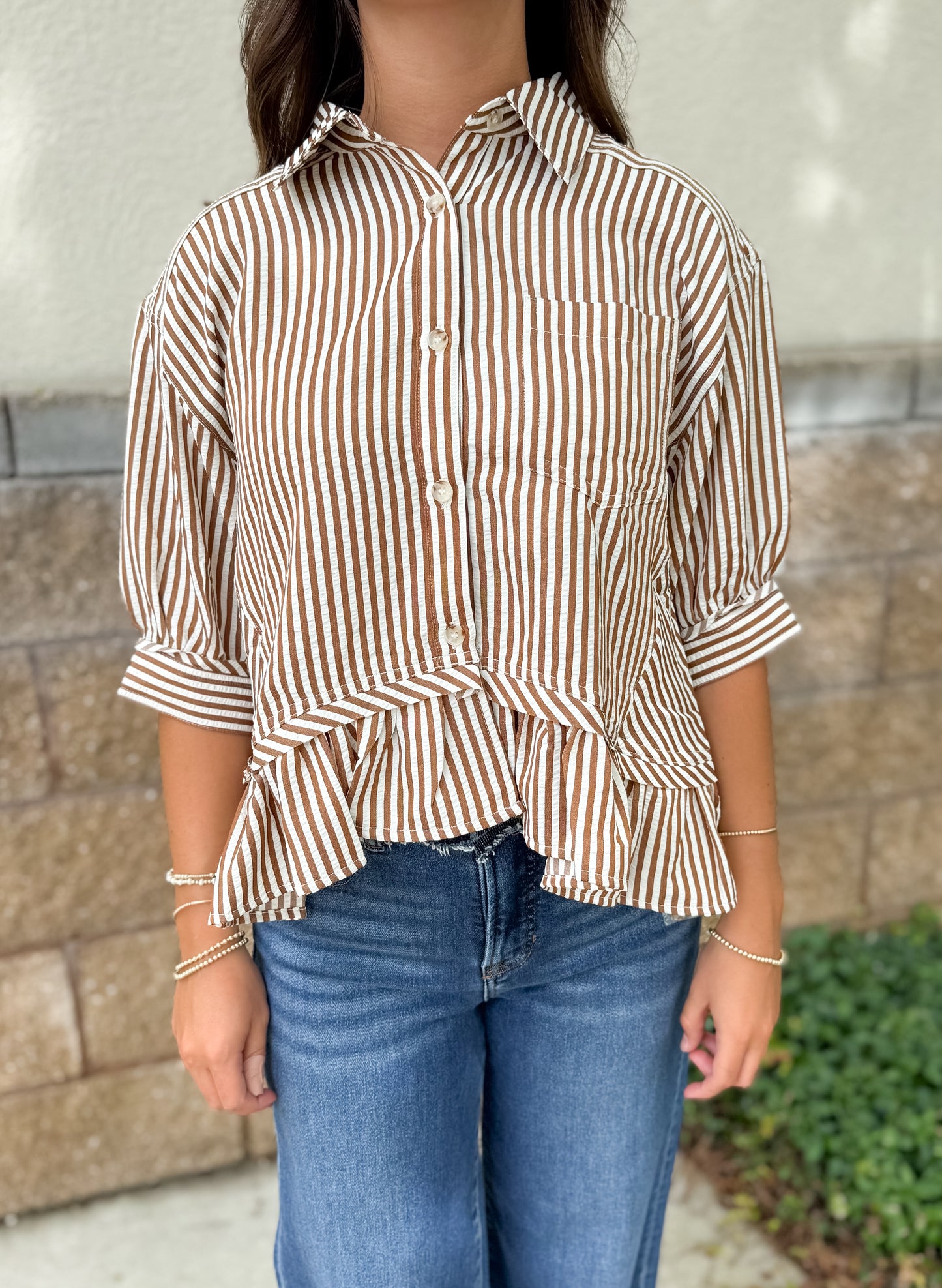 Striped Ruffle Top