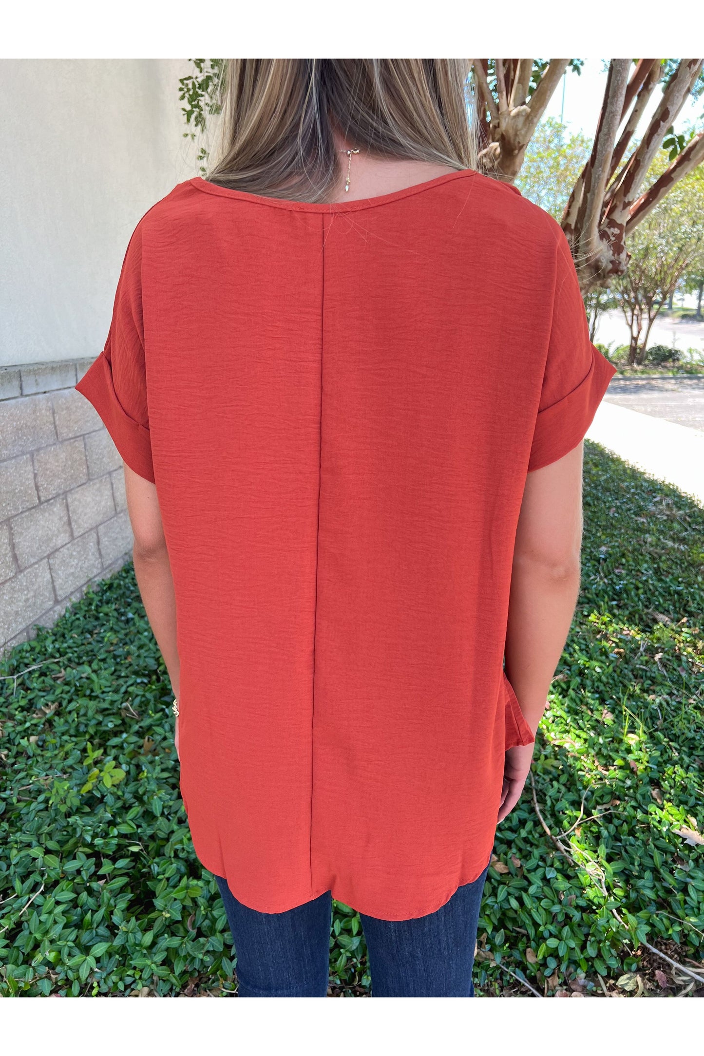 Best Basic Round Neck Blouse: Rust