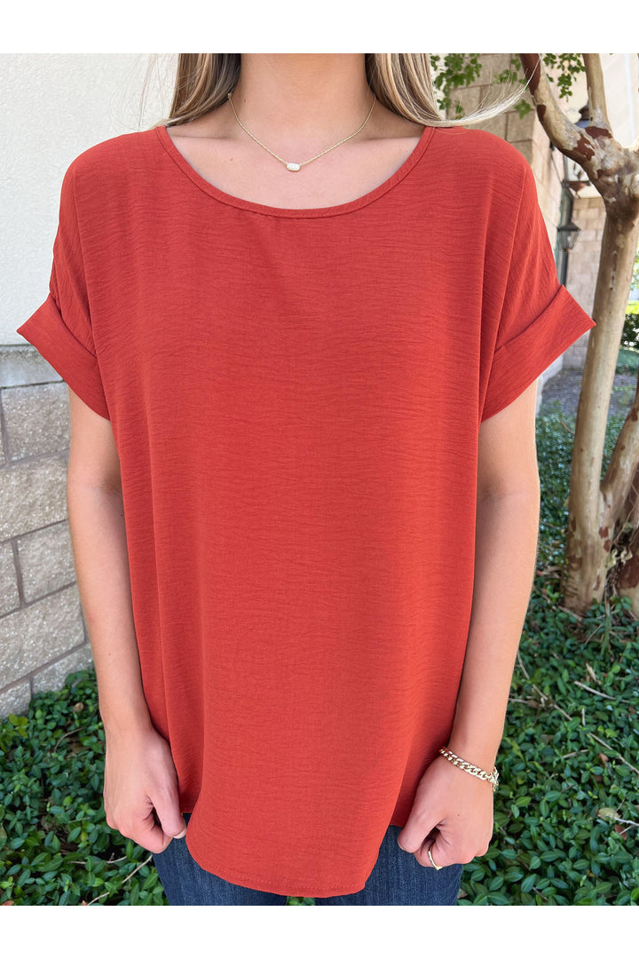 Best Basic Round Neck Blouse: Rust
