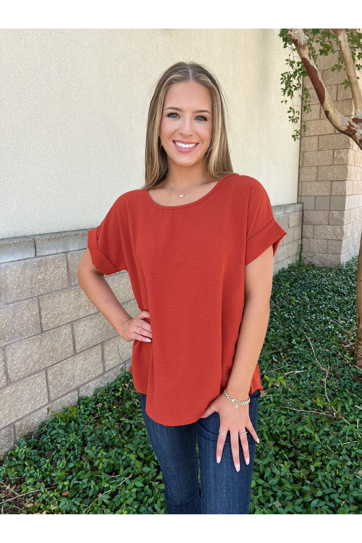 Best Basic Round Neck Blouse: Rust