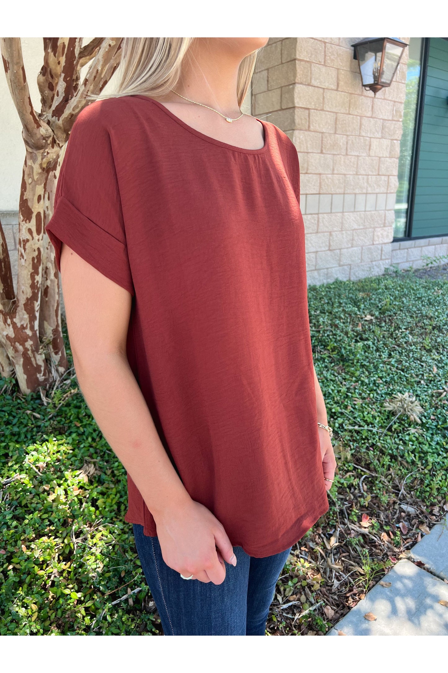 Best Basic Round Neck Blouse: Chocolate