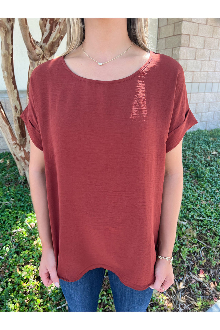 Best Basic Round Neck Blouse: Chocolate