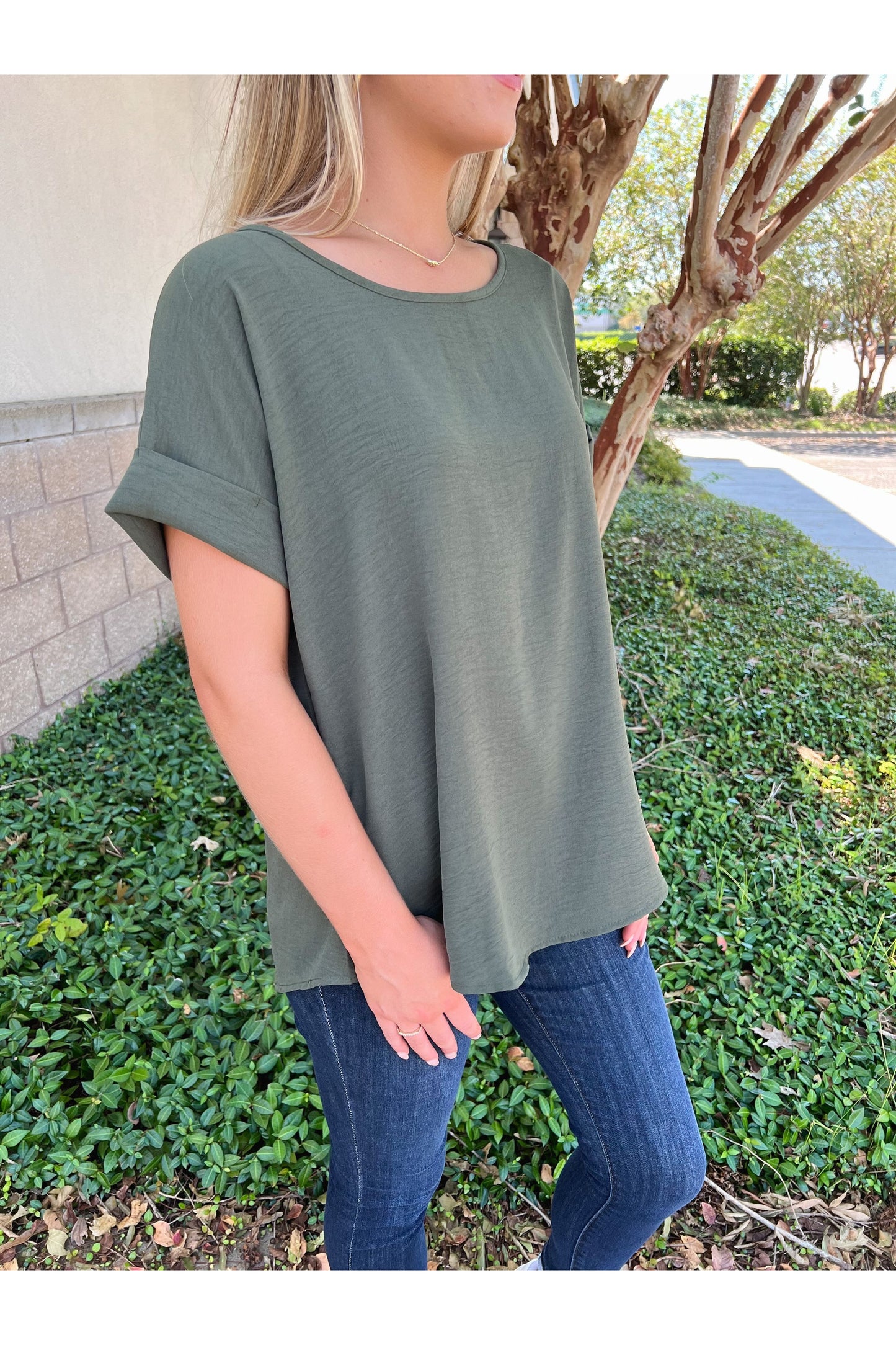 Best Basic Round Neck Blouse: Olive